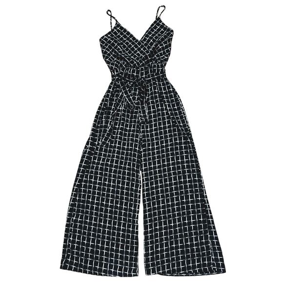 NWOT Shop17 Checkered Sleeveless Jumpsuit with Belt Small - Picture 1 of 7